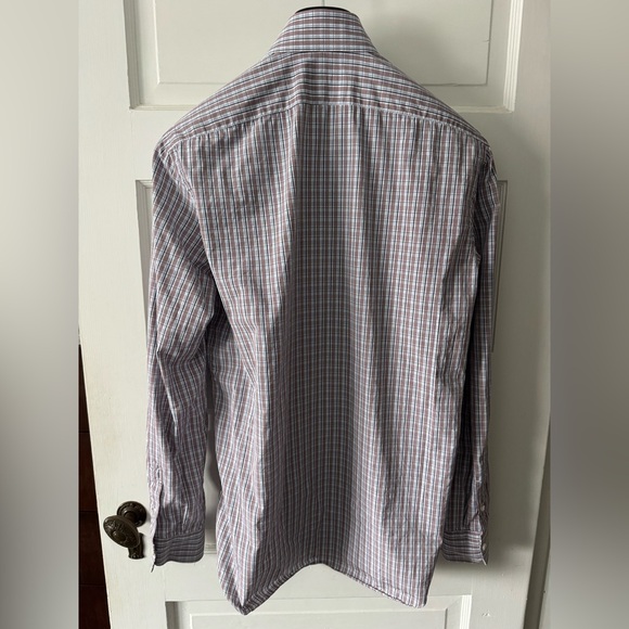 Mattabisch Napoli - Men's Brown Blue White Plaid Shirt (15.75, 40) - Picture 3 of 10